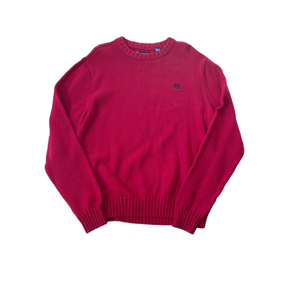 Chaps Men's Pullover Sweater Knitted Long Sleeve Crew Neck Solid Red XL